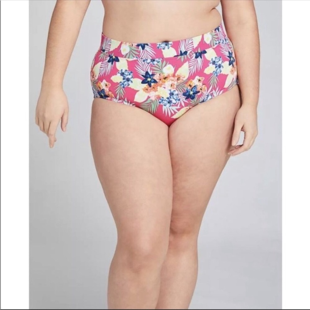 New Lane Bryant Swim by Cacique Hot Pink Tropical Swim Bottoms